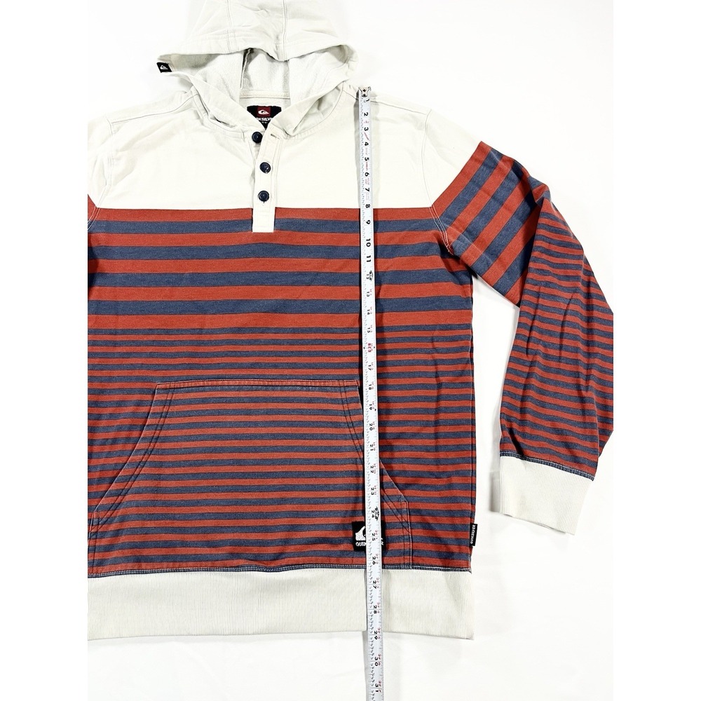 Vintage Y2K Quicksilver Color Block Striped Hoodie 90s Surf Skate Grunge Men's L - Picture 6 of 10